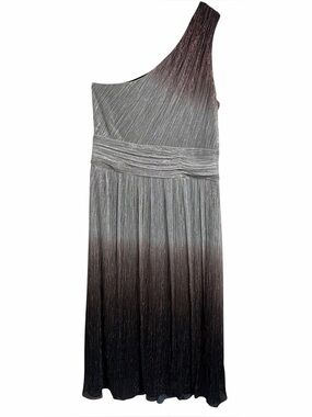 Slny One-Shoulder Midi  Dress Metallic - Silver to Black